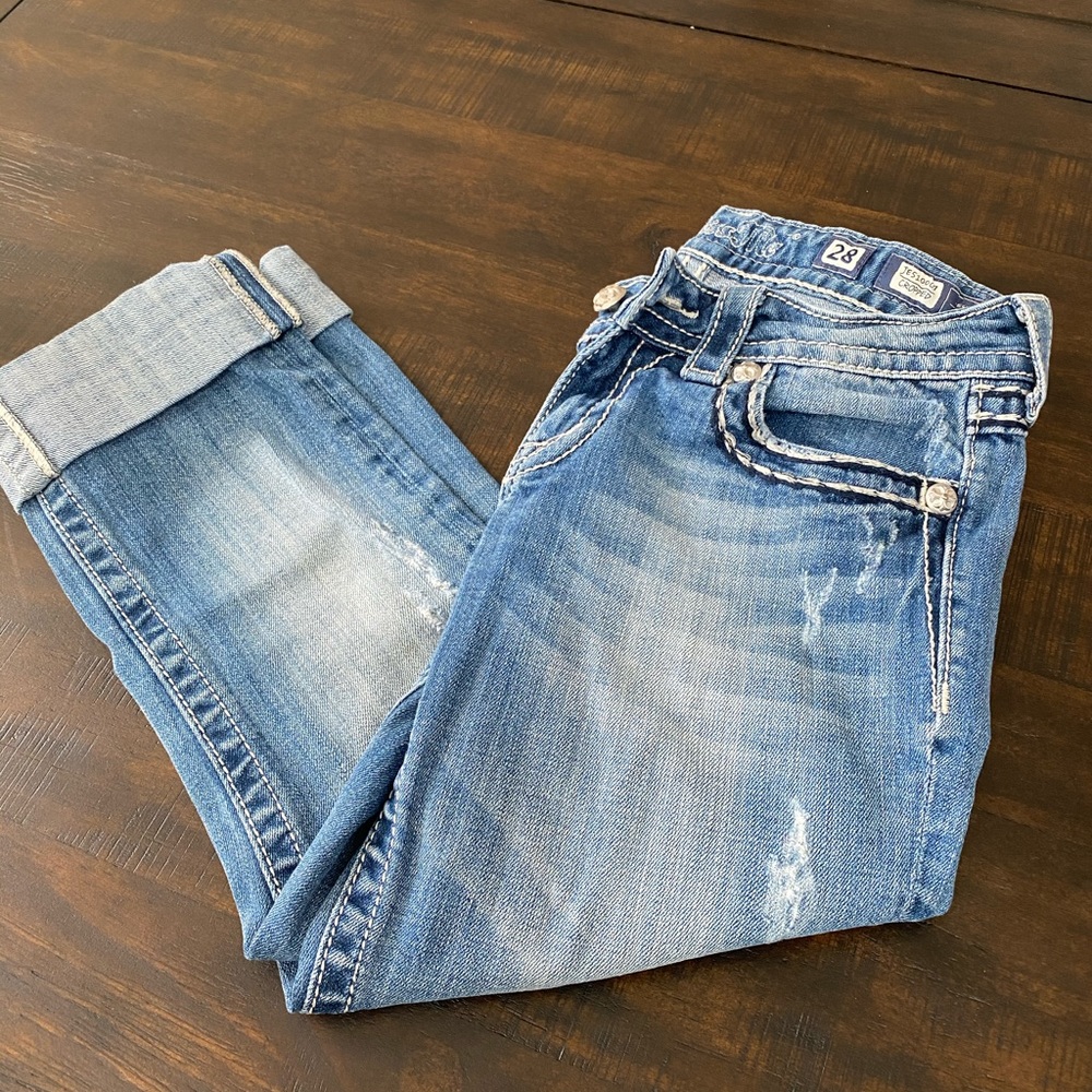 Miss Me Distressed Cropped Jean